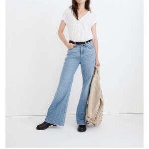 Madewell Baggy Flare Raw Hem Jeans Women’s Denim Pants in Cantwell Wash Size 23